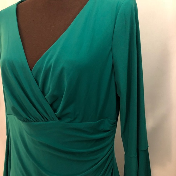 LAUREN RALPH LAUREN DRESS Faux Wrap Dress, Green - Picture 3 of 8